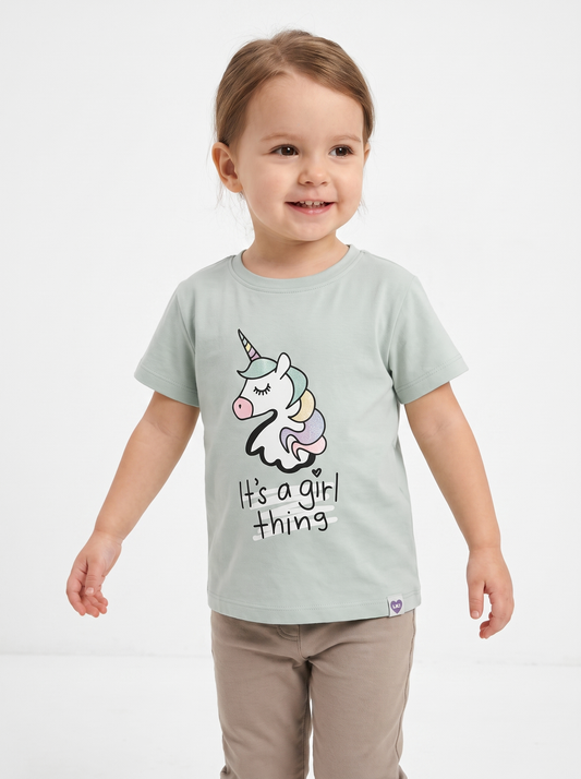 Mint Unicorn | Dívčí tričko s krátkými rukávy - volný střih