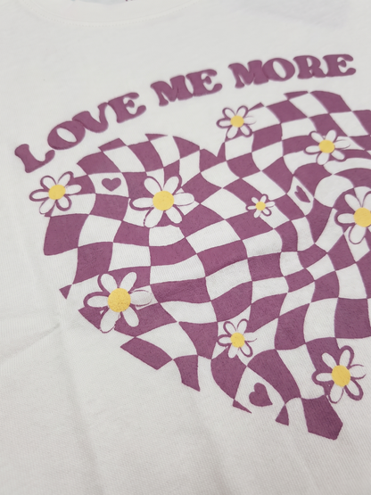 White Checker Heart | Dívčí tričko s krátkými rukávy - oversized střih