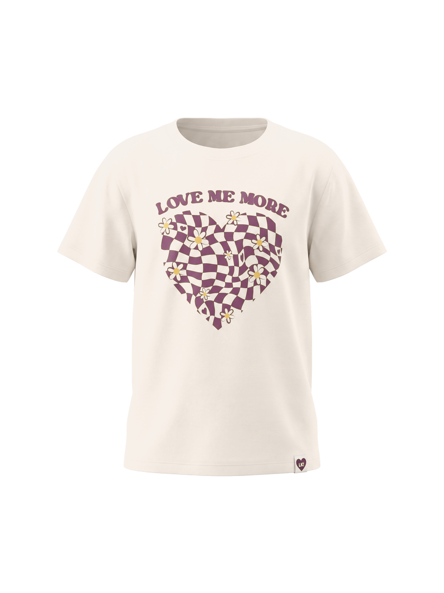 White Checker Heart | Dívčí tričko s krátkými rukávy - oversized střih