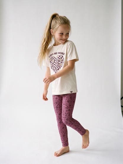 White Checker Heart | Dívčí tričko s krátkými rukávy - oversized střih
