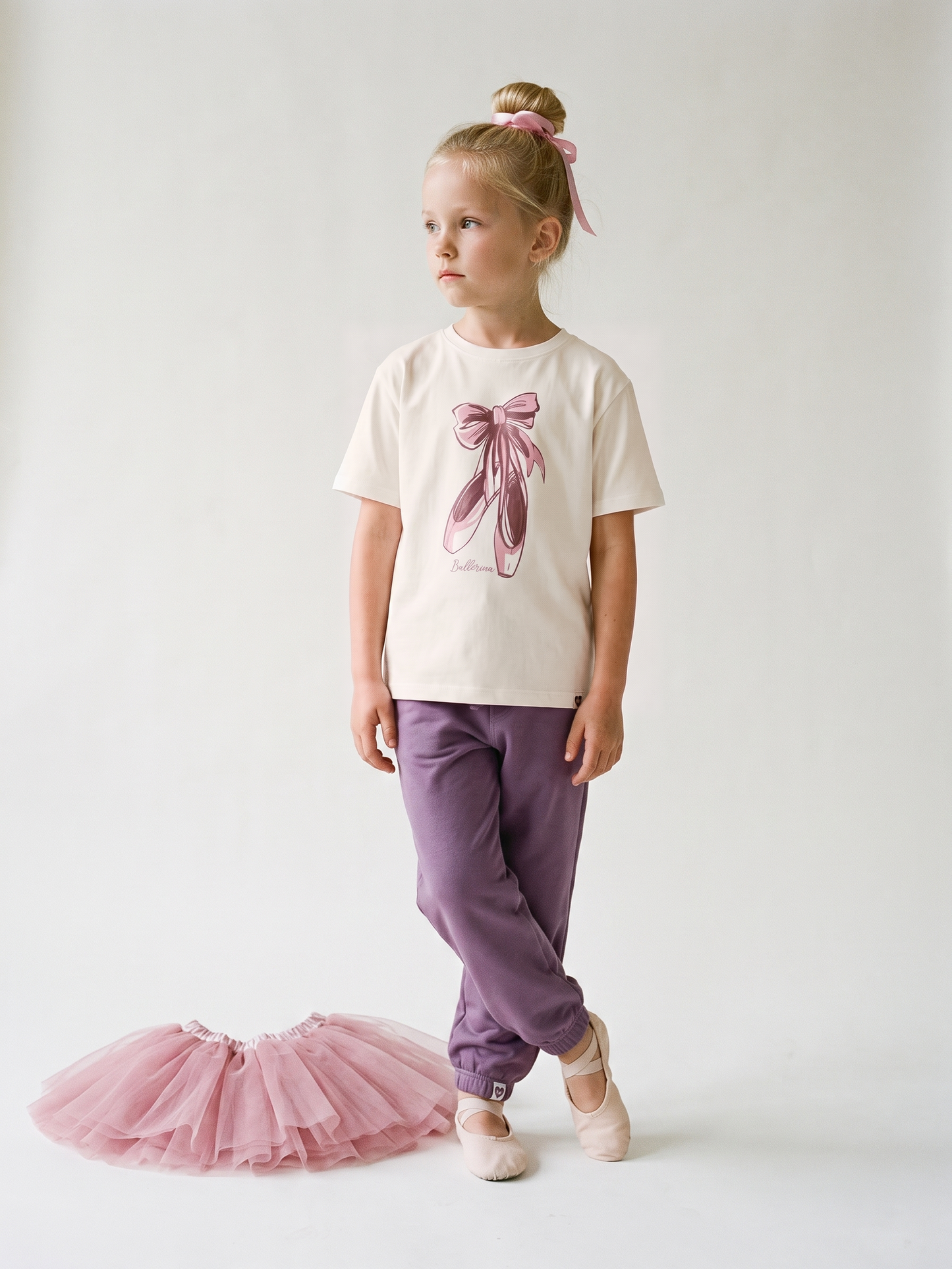 White Ballerina | Dívčí tričko s krátkými rukávy - volný střih