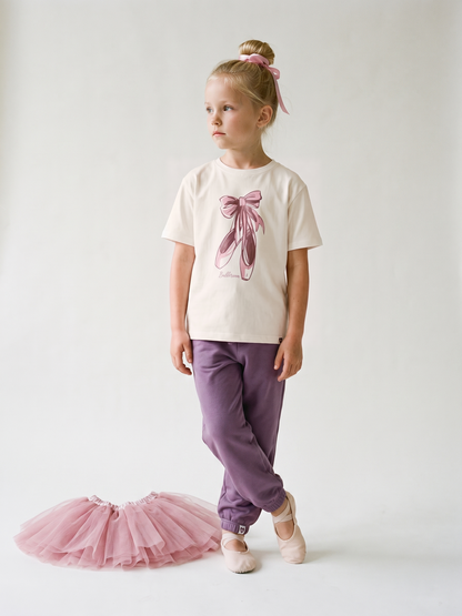 White Ballerina | Dívčí tričko s krátkými rukávy - volný střih