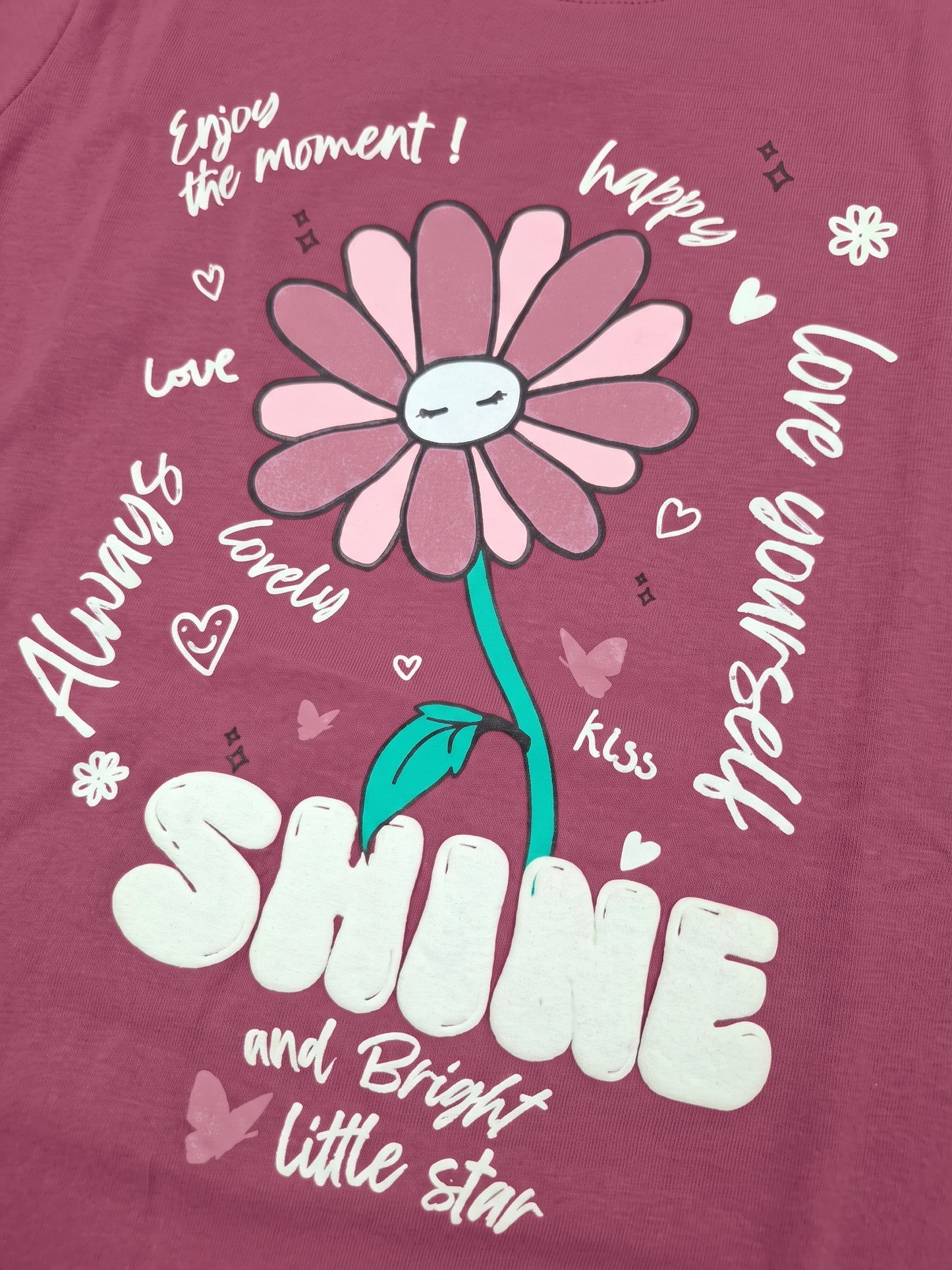 Raspberry Shine | Dívčí tričko s krátkými rukávy - volný střih