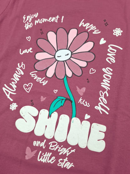 Raspberry Shine | Dívčí tričko s krátkými rukávy - volný střih