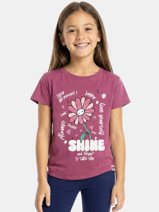 Raspberry Shine | Dívčí tričko s krátkým rukávem - volný střih