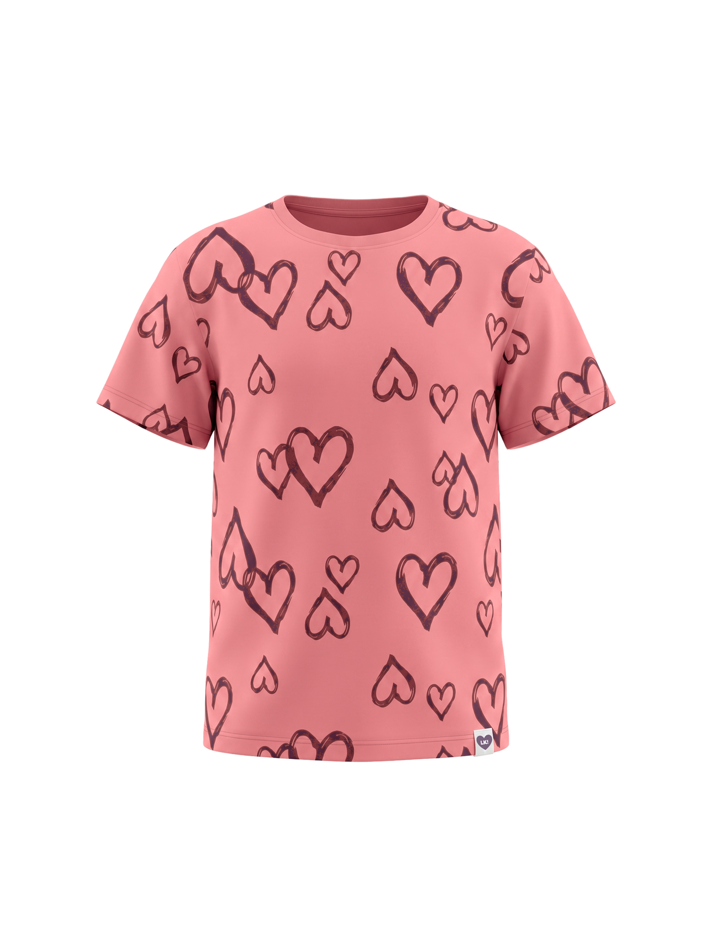 Peach Hearts | Dívčí tričko s krátkými rukávy - volný střih