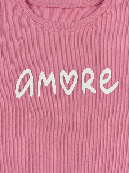 Amore Heart Glow | Dívčí tričko s krátkými rukávy