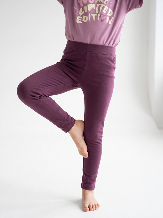 Damson Purple | Dívčí legíny - rovný střih