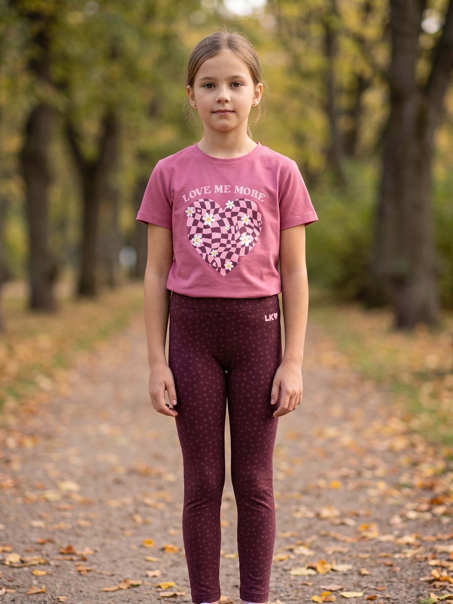 Berry Hearts | Zateplené dívčí legíny