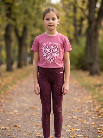 Berry Hearts | Zateplené dívčí legíny