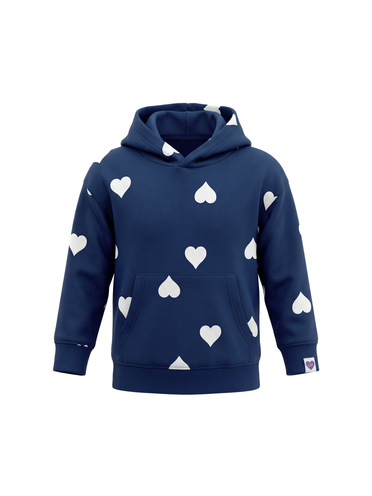Storm Blue Hearts | Zateplená dívčí mikina s kapucí - klasický střih