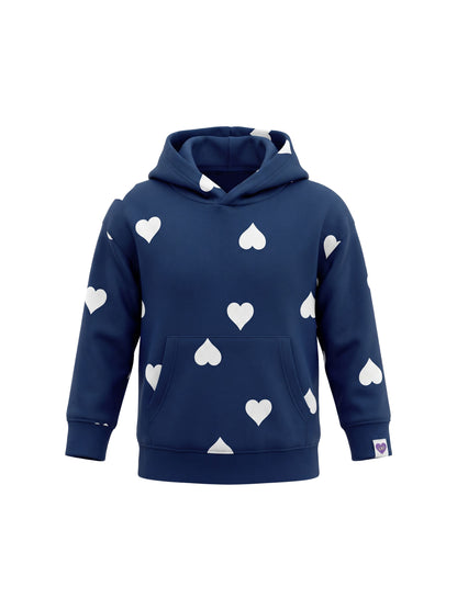Storm Blue Hearts | Zateplená dívčí mikina s kapucí - klasický střih