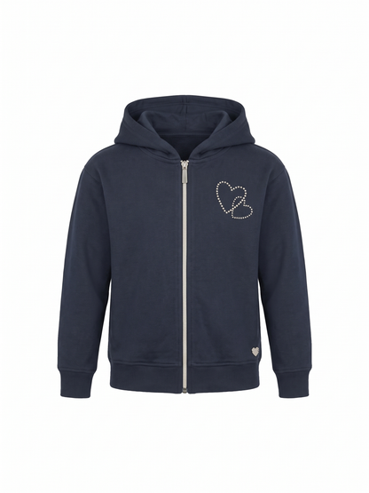 Sparkle Heart | Dívčí mikina s kapucí na zip - volný střih
