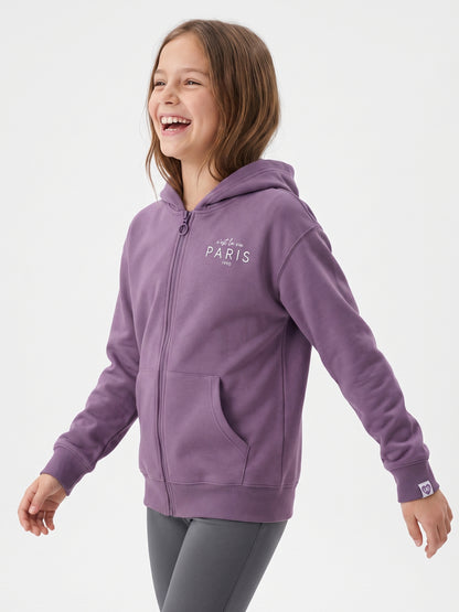 Plum Ruffle | Zateplená dívčí mikina s kapucí - klasický střih