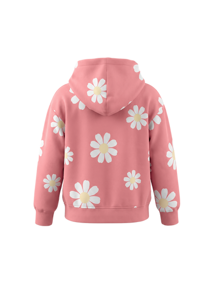 Peach Daisy Field | Mikina s kapucí - klasický střih