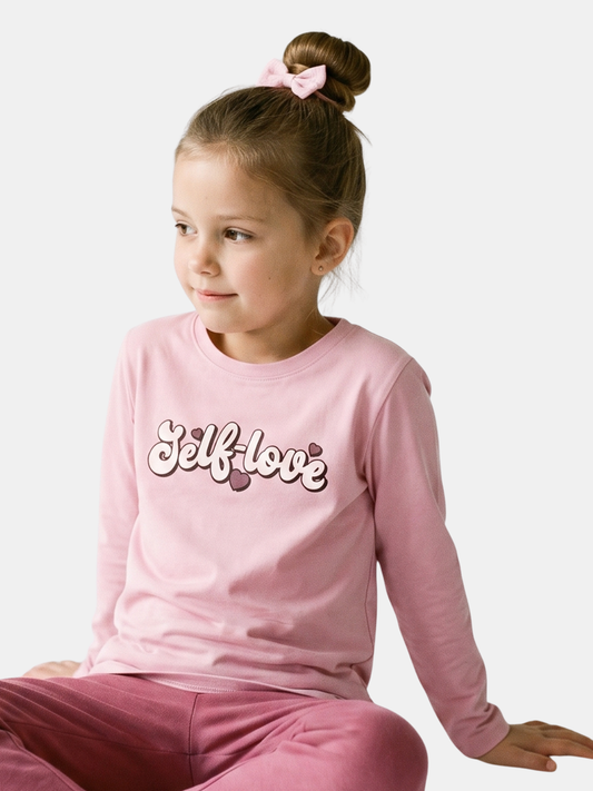 Pink Self Love | Dívčí tričko s dlouhým rukávem