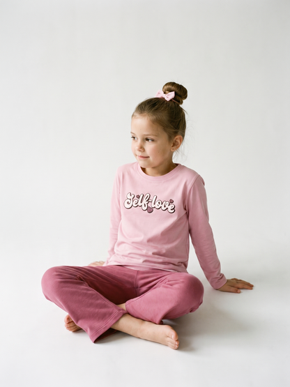 Pink Self Love | Dívčí tričko s dlouhými rukávy