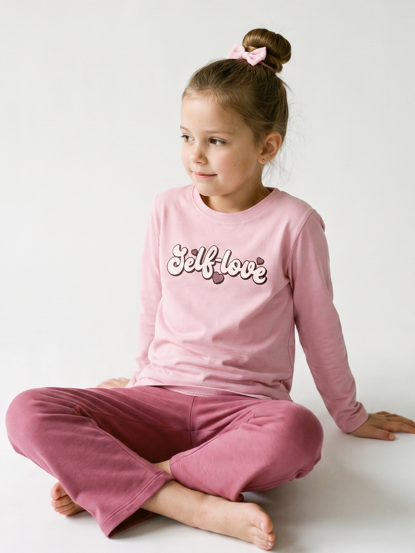 Pink Self Love | Dívčí tričko s dlouhými rukávy