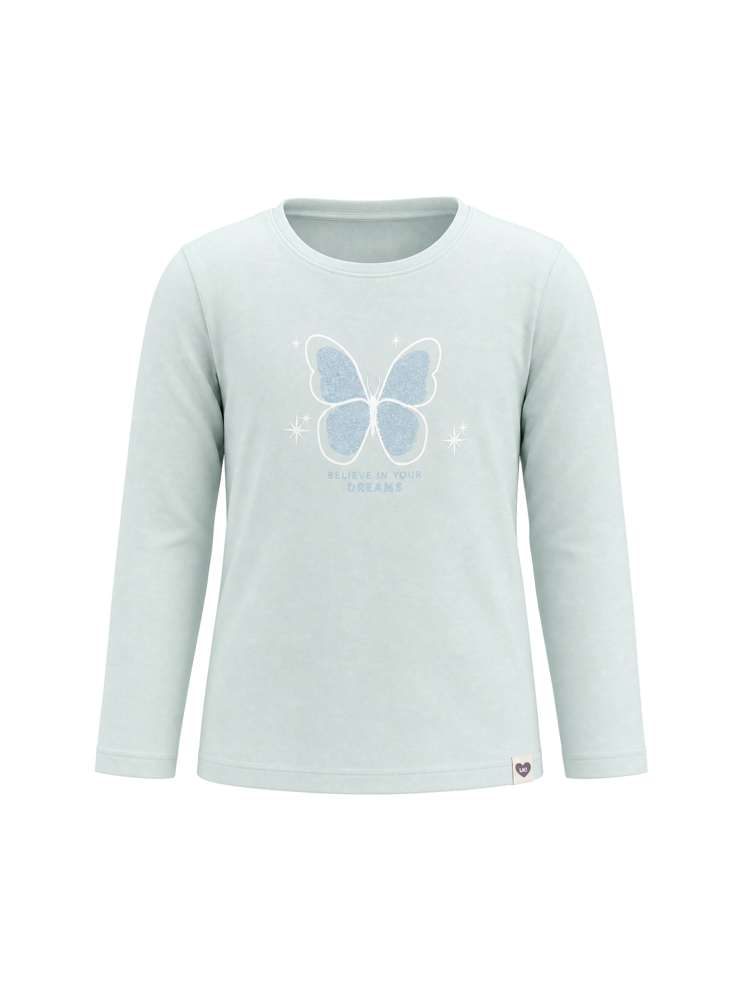 Mint Butterfly | Dívčí tričko s dlouhými rukávy - klasický střih