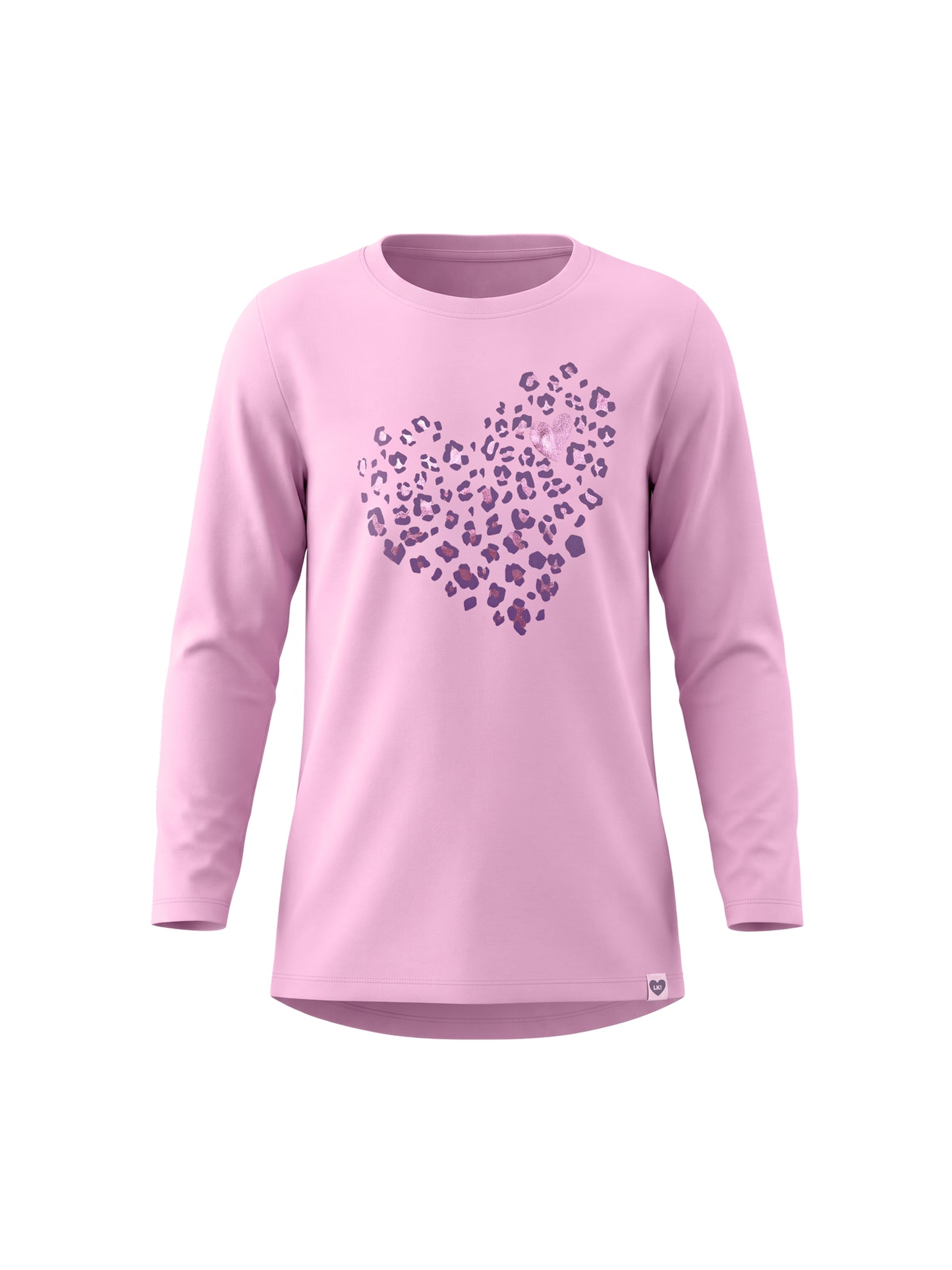 Pink Leopard Heart | Dívčí tunika s dlouhými rukávy - klasický střih