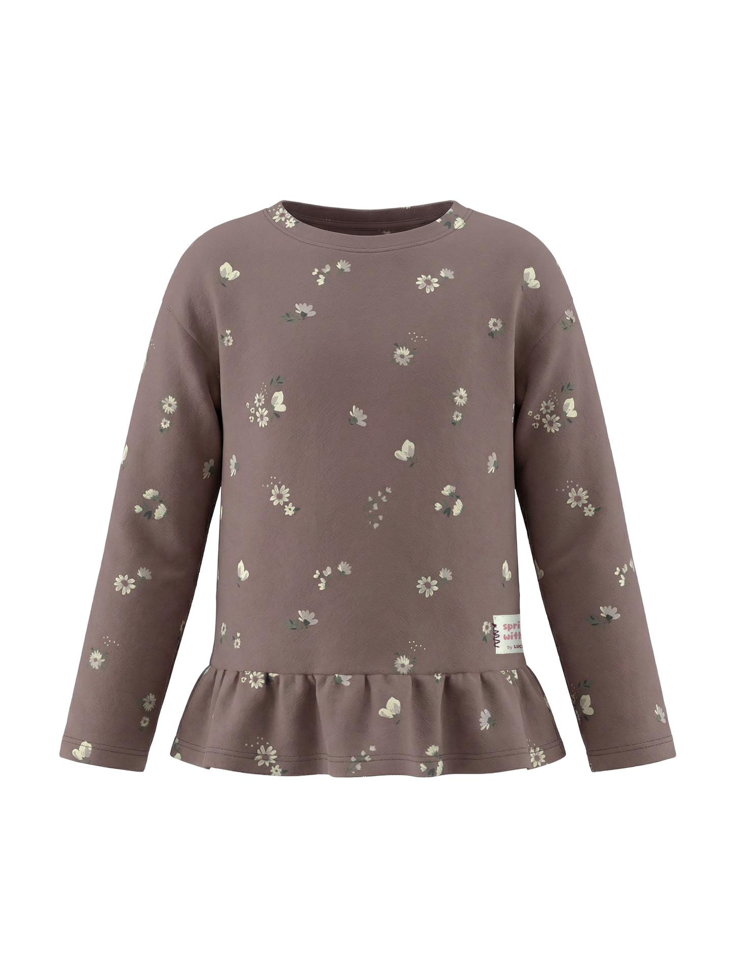 Mauve Bloom | Dívčí tričko s dlouhými rukávy - volný střih