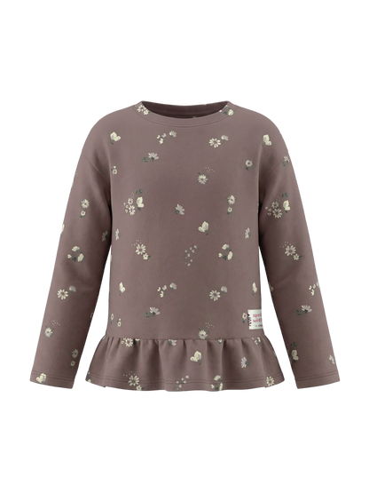 Mauve Bloom | Dívčí tričko s dlouhými rukávy - volný střih