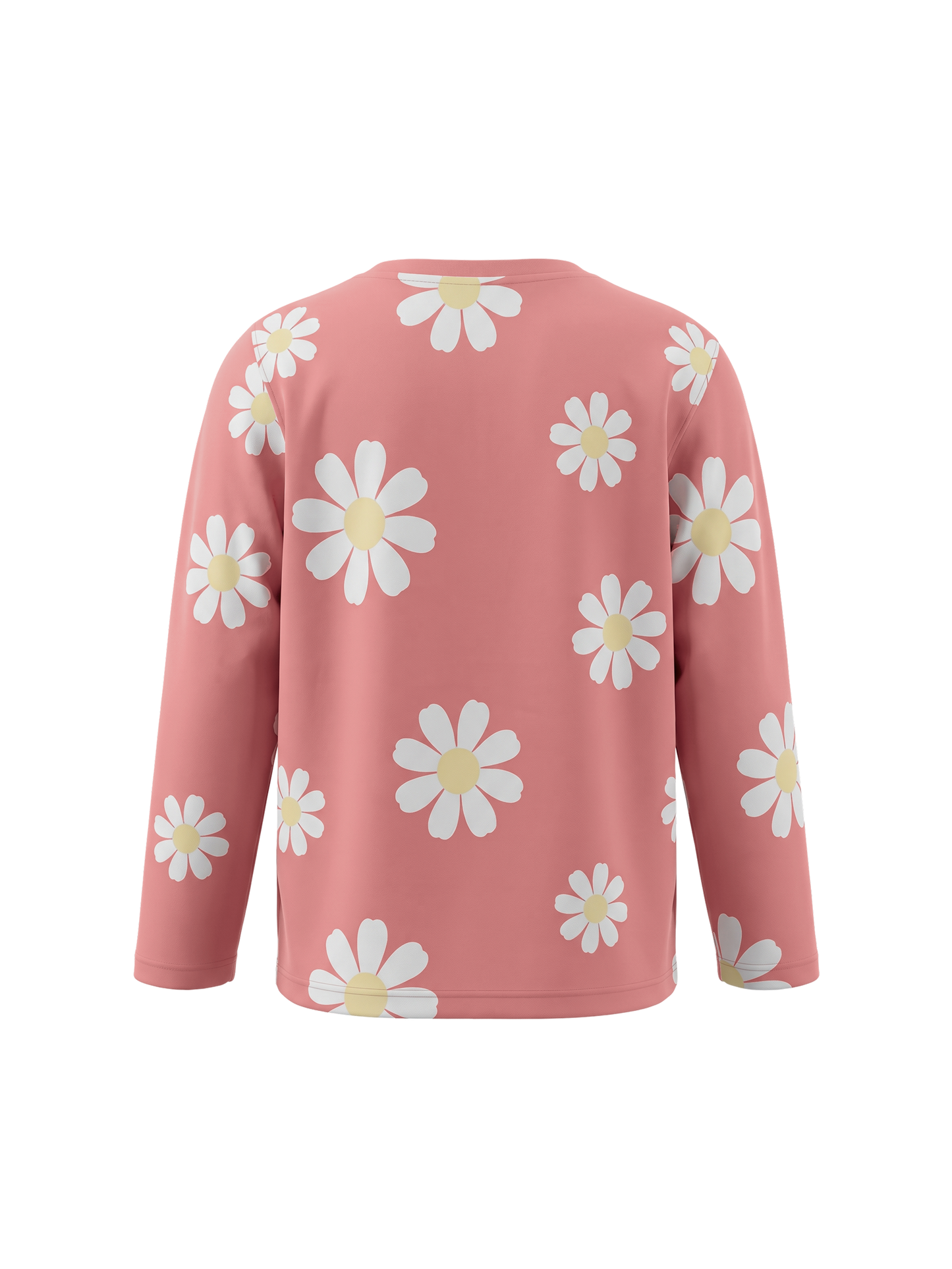 Peach Daisy Field | Dívčí tričko s dlouhými rukávy - volný střih