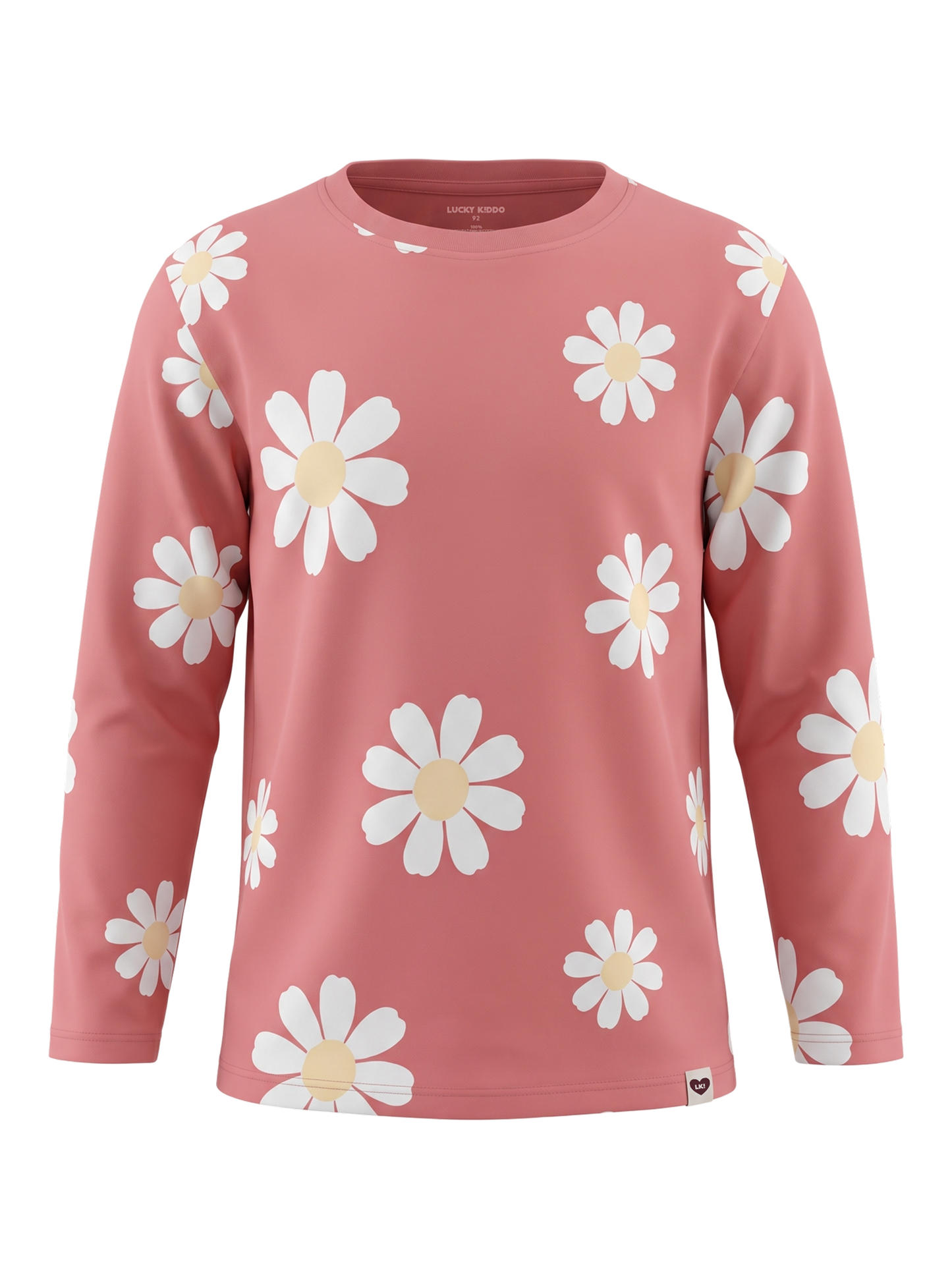 Peach Daisy Field | Dívčí tričko s dlouhými rukávy - volný střih