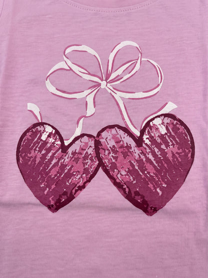 Pink Glitter Hearts | Dívčí tričko s dlouhými rukávy - klasický střih