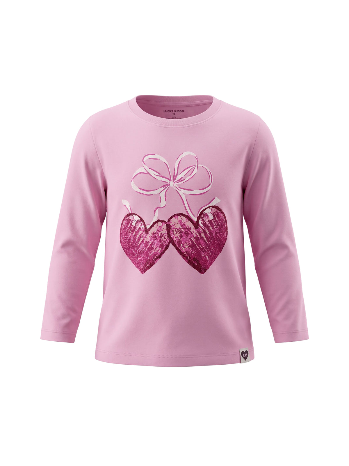 Pink Glitter Hearts | Dívčí tričko s dlouhými rukávy - klasický střih
