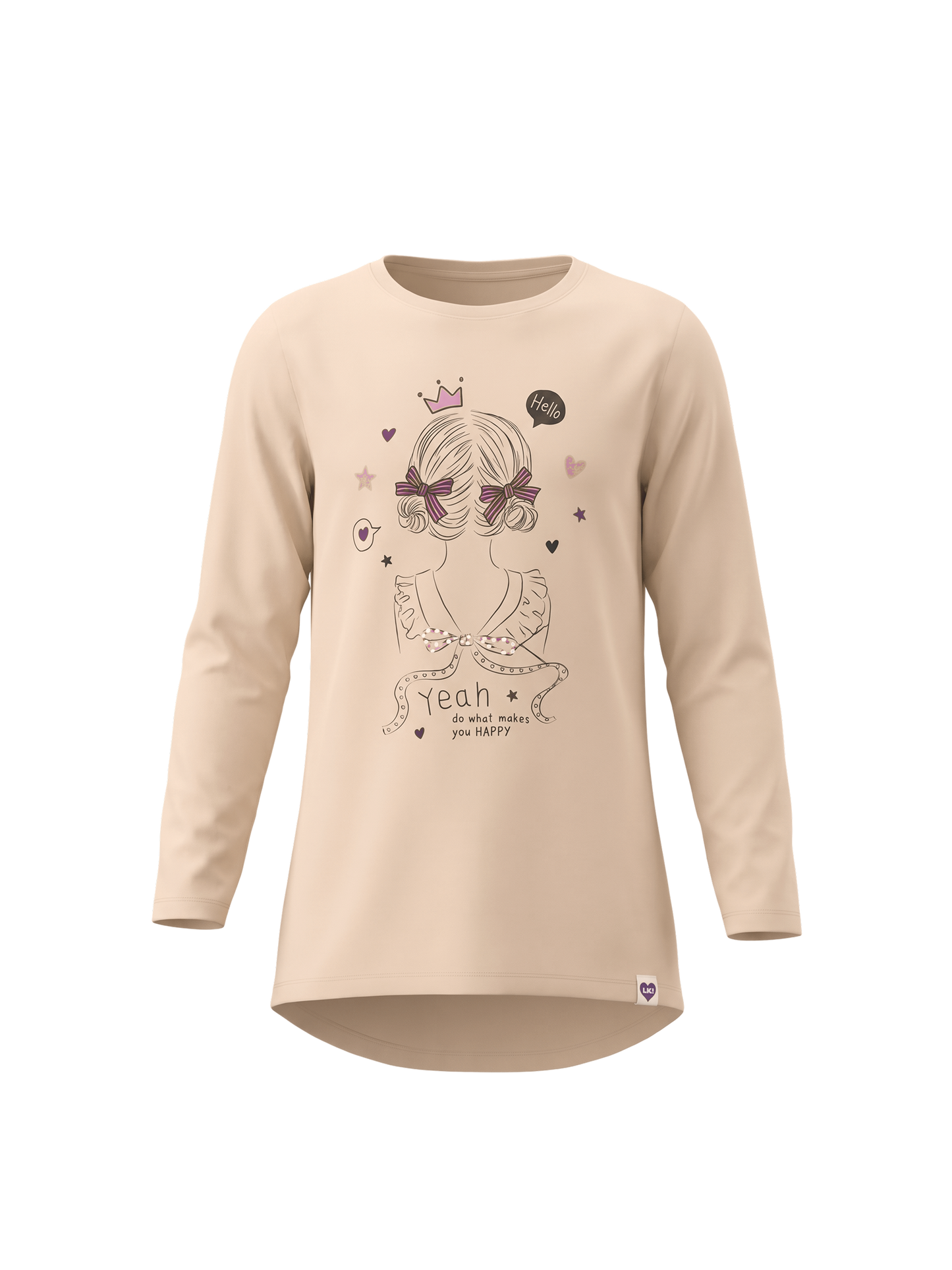 Beige Happy Girl | Dívčí tunika - klasický střih