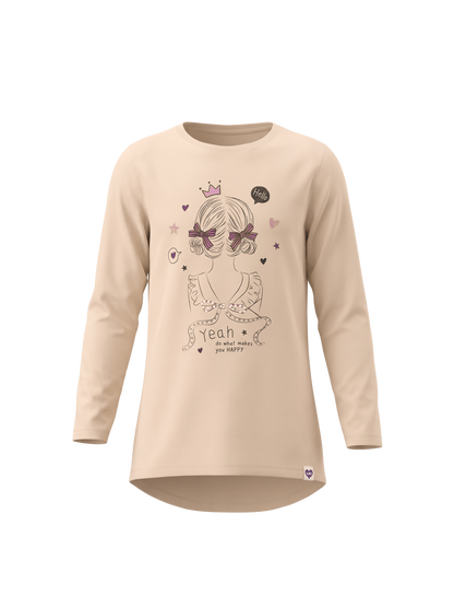 Beige Happy Girl | Dívčí tunika - klasický střih