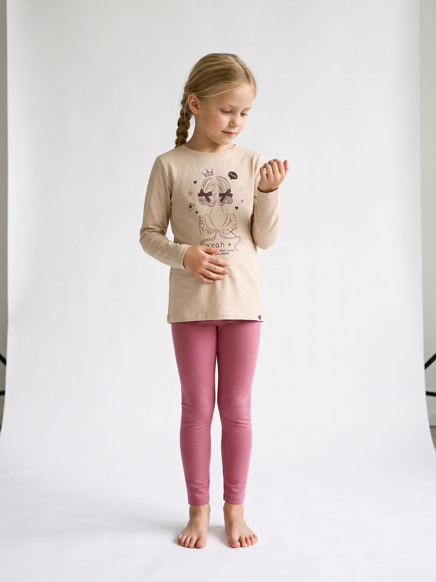 Beige Happy Girl | Dívčí tunika - klasický střih