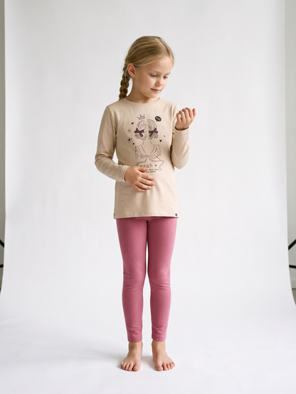 Beige Happy Girl | Dívčí tunika - klasický střih