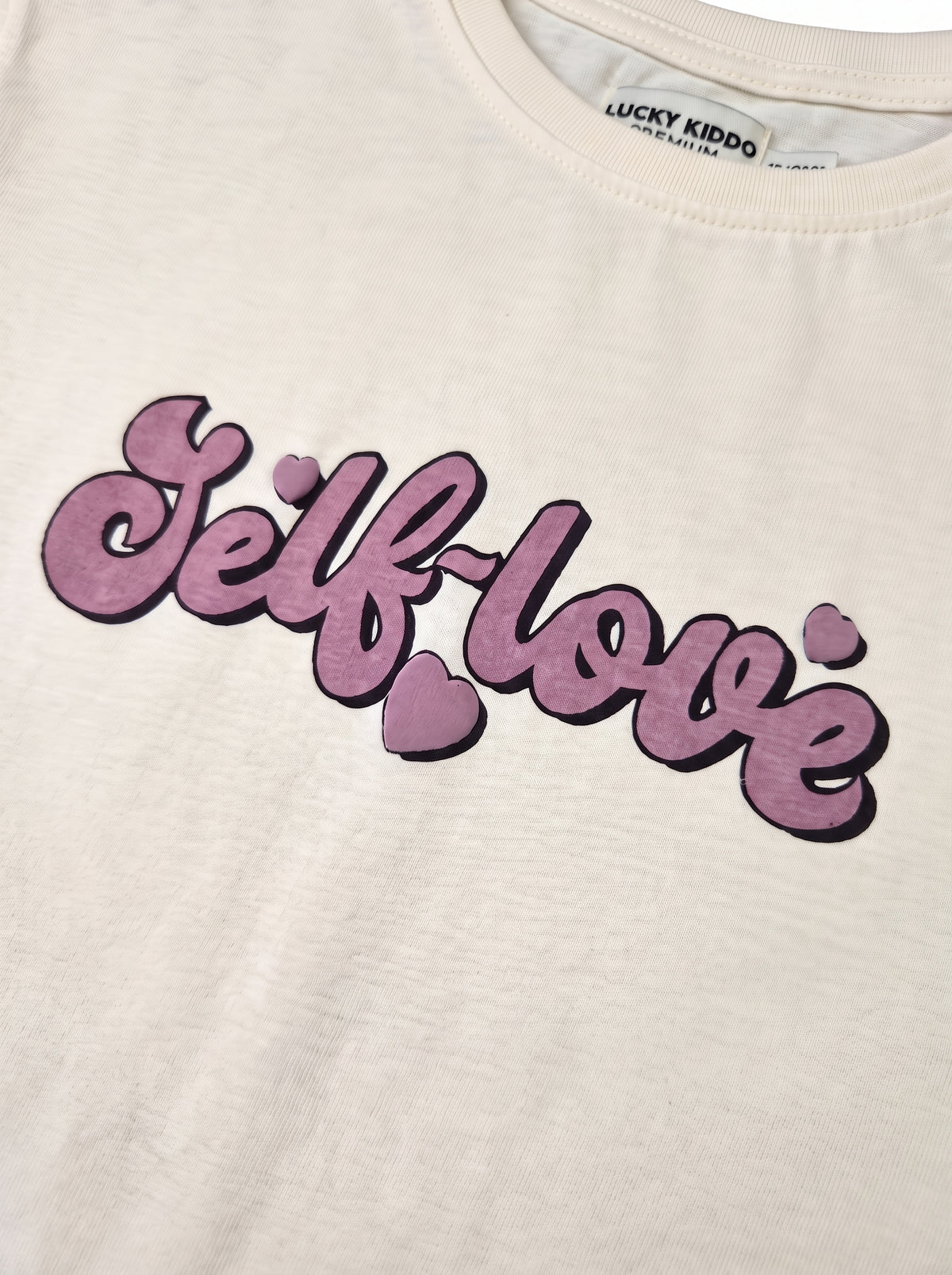 White Self Love | Dívčí tričko s dlouhým rukávem - volný střih