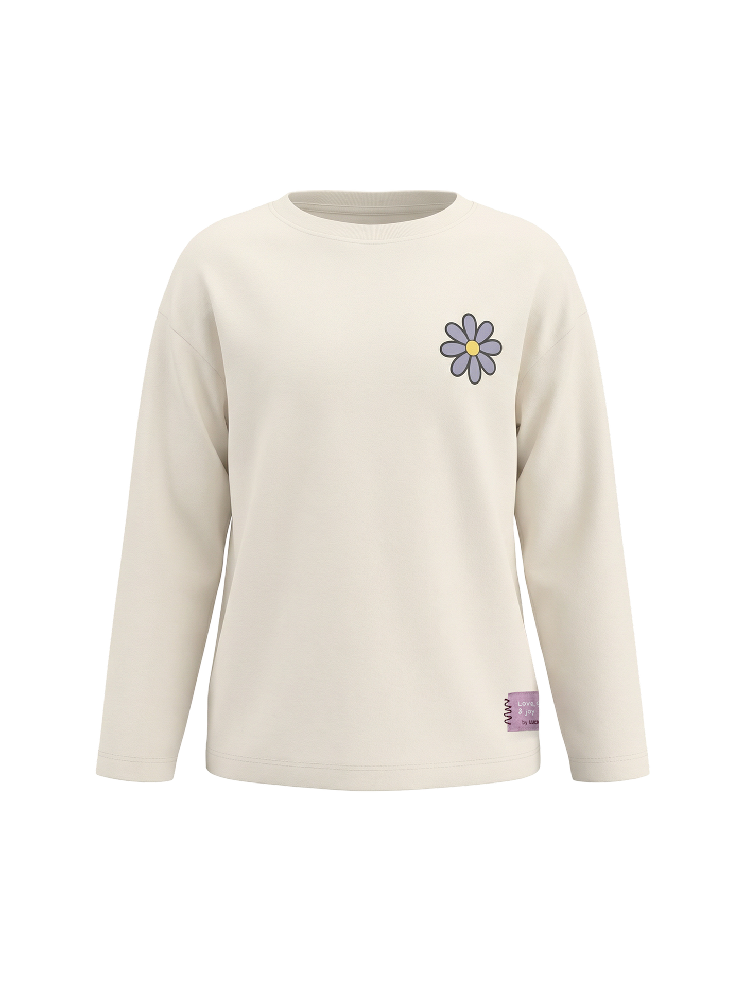 White Daisy | Dívčí tričko s dlouhými rukávy - volný střih
