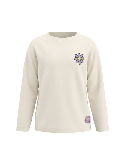 White Daisy | Dívčí tričko s dlouhými rukávy - volný střih