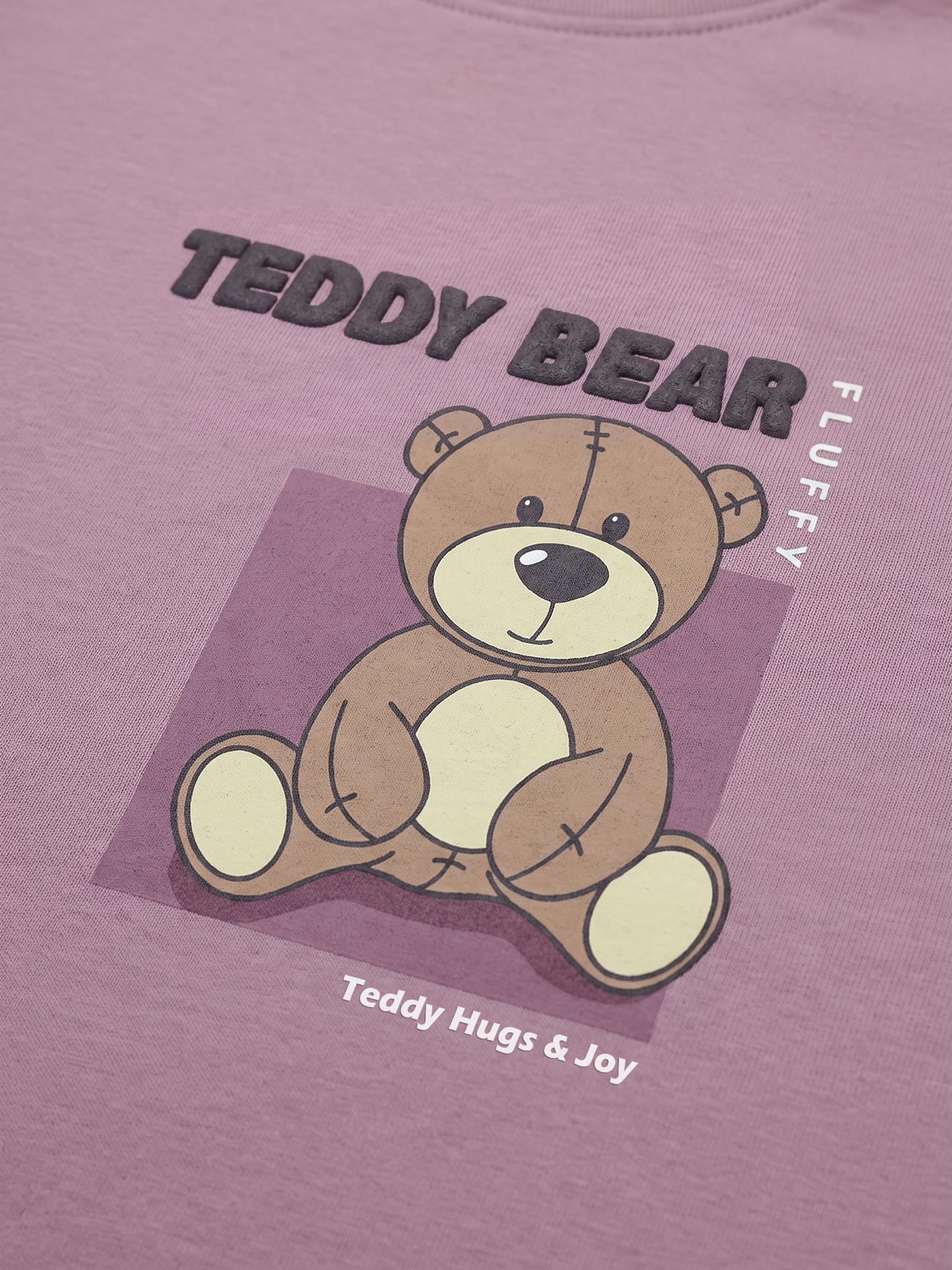 Lilac Teddy | Dívčí tričko s dlouhými rukávy - volný střih