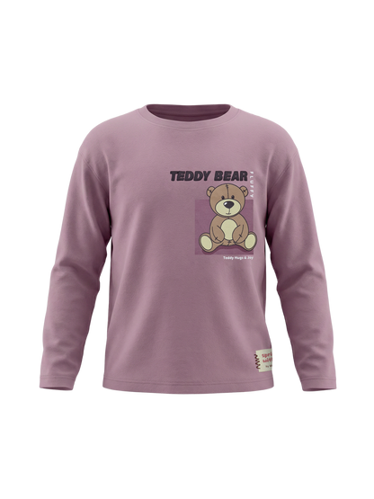 Lilac Teddy | Dívčí tričko s dlouhými rukávy - volný střih