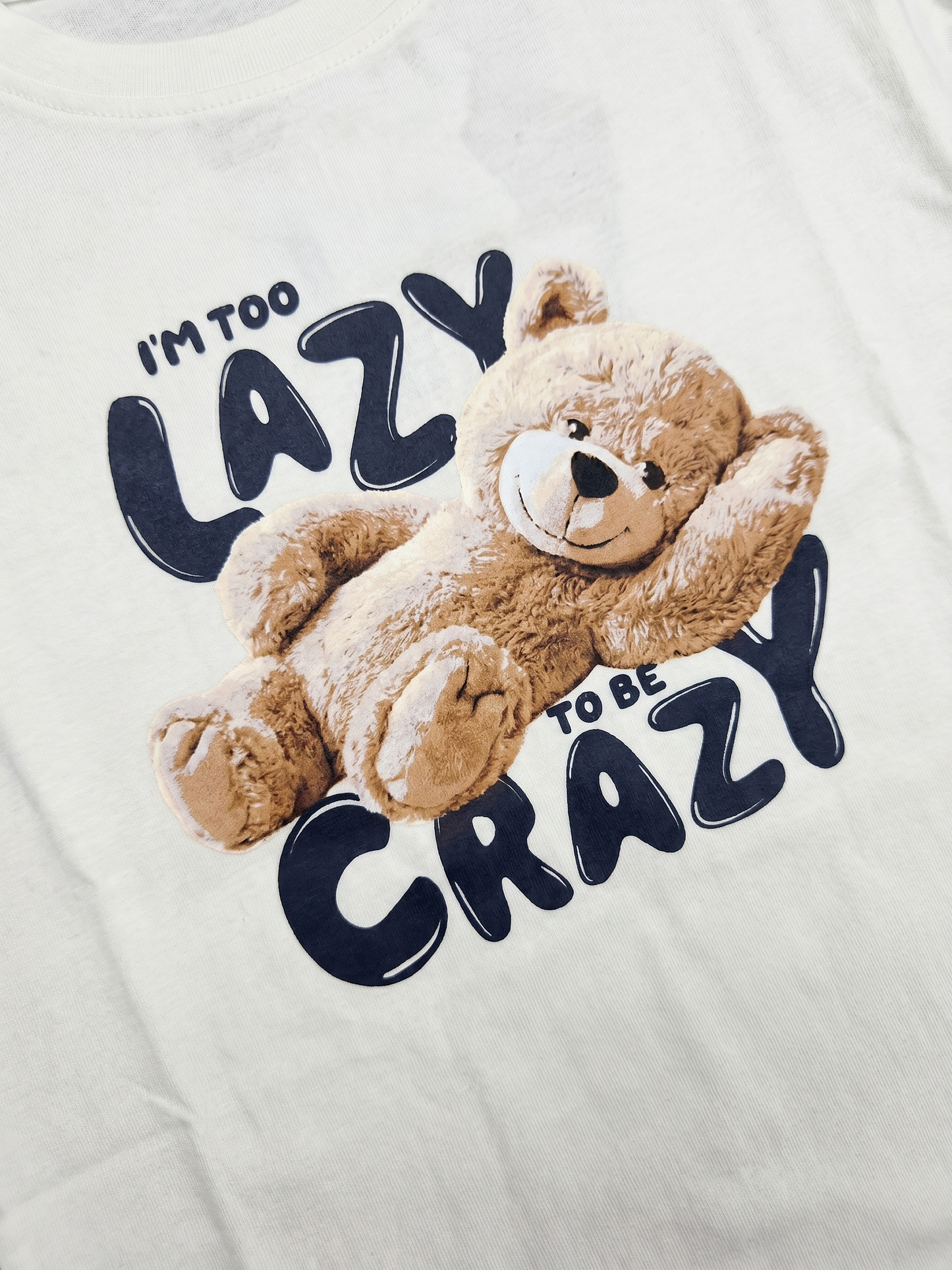 White Lazy Teddy | Dívčí tričko s dlouhými rukávy - volný střih