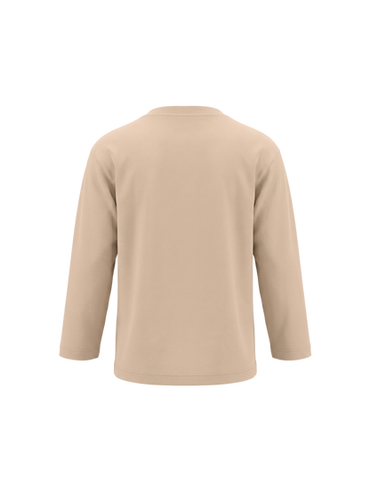 Beige Pocket Teddy | Dívčí tričko s dlouhými rukávy - volný střih