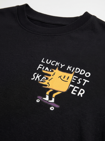 Black Skater | Chlapecké tričko s krátkými rukávy - volný střih