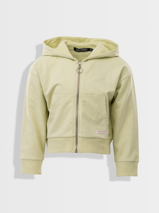 Organická mikina na zip s kapucí aloe wash