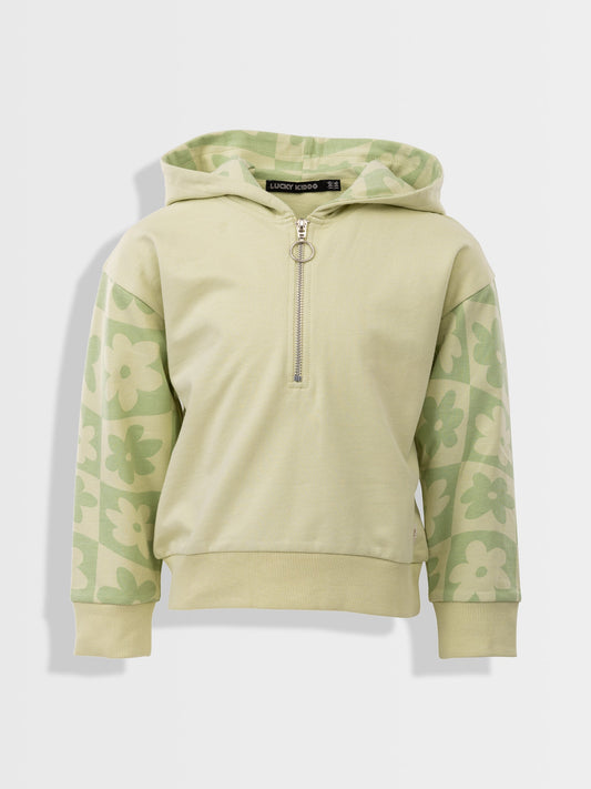 Organická mikina s kapucí s půlzipem aloe wash