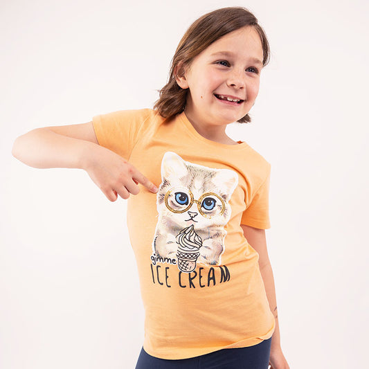 Dívčí Tričko Yellow Cat