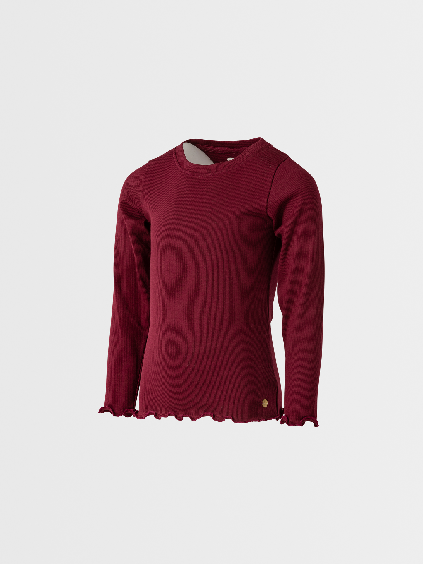 Berry Red | Dívčí triko s dlouhými rukávy in rebrasto strukturo