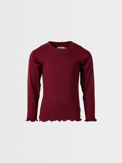 Berry Red | Dívčí triko s dlouhými rukávy in rebrasto strukturo