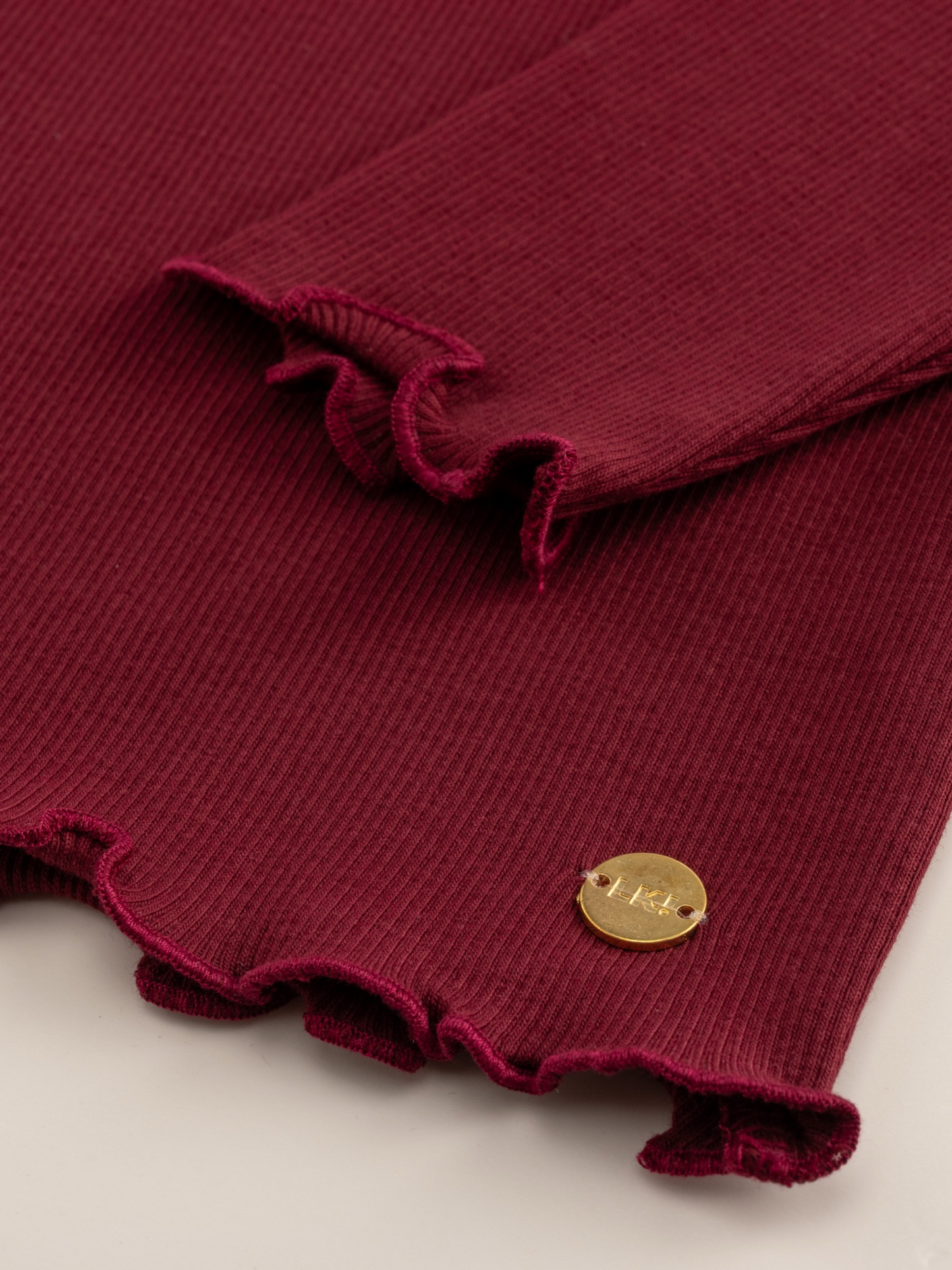 Berry Red | Dívčí triko s dlouhými rukávy in rebrasto strukturo