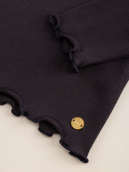 Galaxy Black | Dívčí triko s dlouhými rukávy in rebrasto strukturo