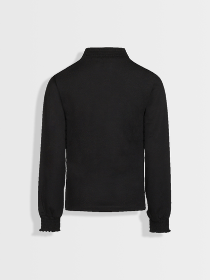 Elegant Black | Dívčí triko s dlouhými rukávy in višjim ovratnikom